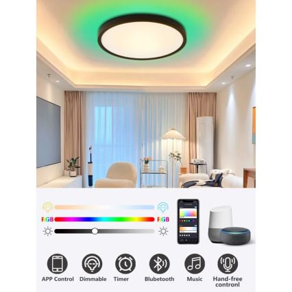 Immax NEO 07170-B60 - LED RGB+CCT Plafón con dimmer NEO LITE TUDO LED/65W/230V 2700-6500K Wi-Fi Tuya negro + control remoto