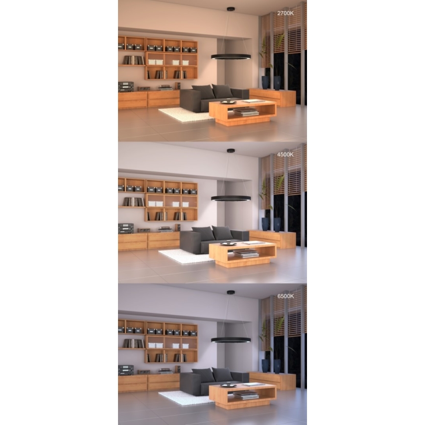 Immax NEO 07209L - Plafón LED regulable PASTEL LED/53W/230V 60 cm negro Tuya + control remoto