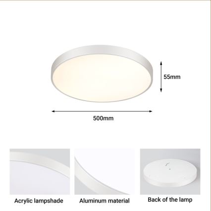 Immax NEO 07252L - Plafón LED regulable NEO LITE SEMPLICI LED/48W/230V 3000-6000K Wi-Fi Tuya blanco + control remoto