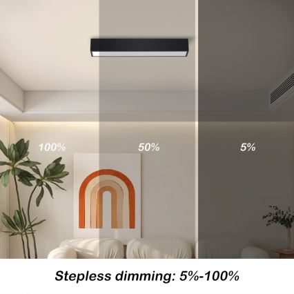 Immax NEO 07254L - Plafón LED regulable NEO LITE LUNGO LED/20W/230V 3000-6000K Wi-Fi Tuya negro + control remoto