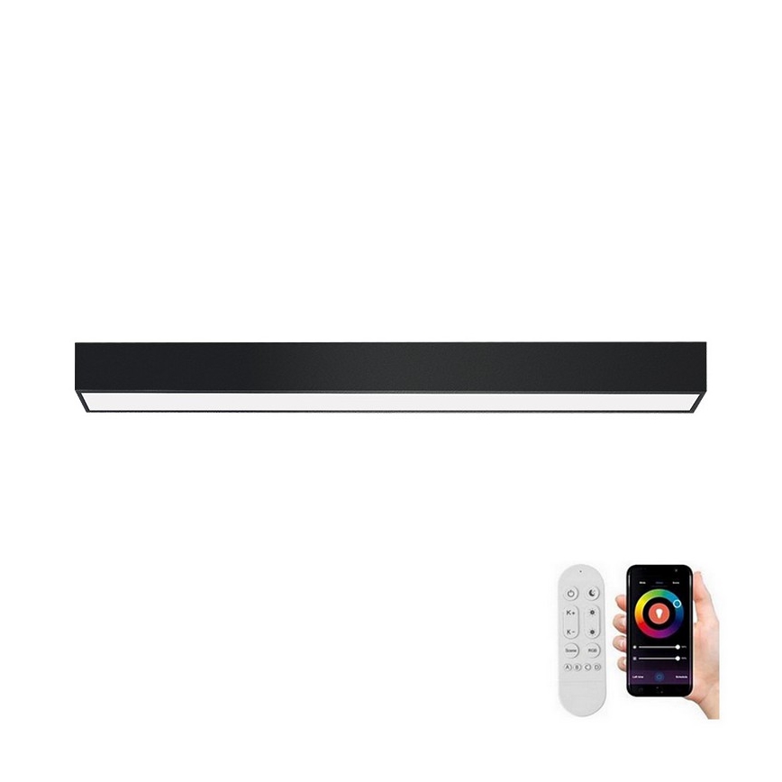 Immax NEO 07255L - Plafón LED regulable NEO LITE LUNGO LED/20W/230V 3000-6000K Wi-Fi Tuya negro + control remoto