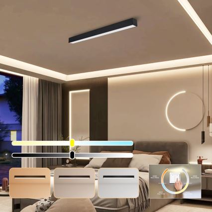 Immax NEO 07255L - Plafón LED regulable NEO LITE LUNGO LED/20W/230V 3000-6000K Wi-Fi Tuya negro + control remoto