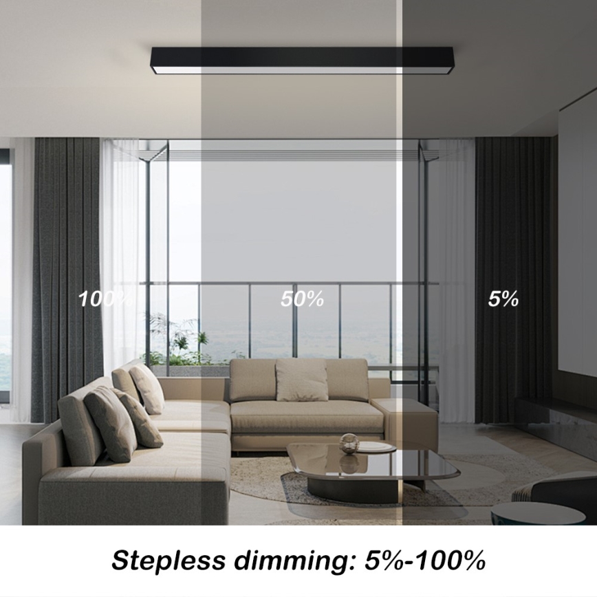 Immax NEO 07255L - Plafón LED regulable NEO LITE LUNGO LED/20W/230V 3000-6000K Wi-Fi Tuya negro + control remoto