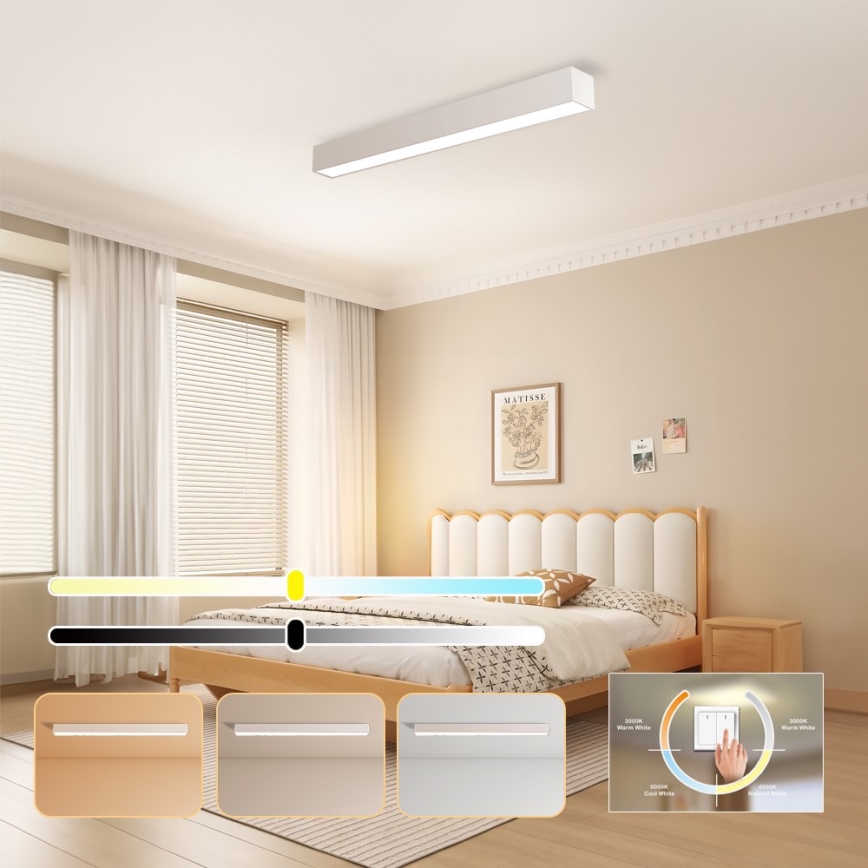 Immax NEO 07258L - Plafón LED regulable NEO LITE LUNGO LED/29W/230V 3000-6000K Wi-Fi Tuya blanco + control remoto