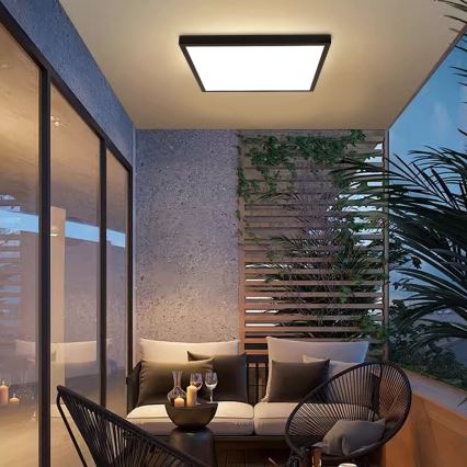 Immax NEO 07279L - Luz de techo LED regulable para baño NEO LITE FRAME LED/50W/230V IP44 Wi-Fi Tuya + control remoto negro