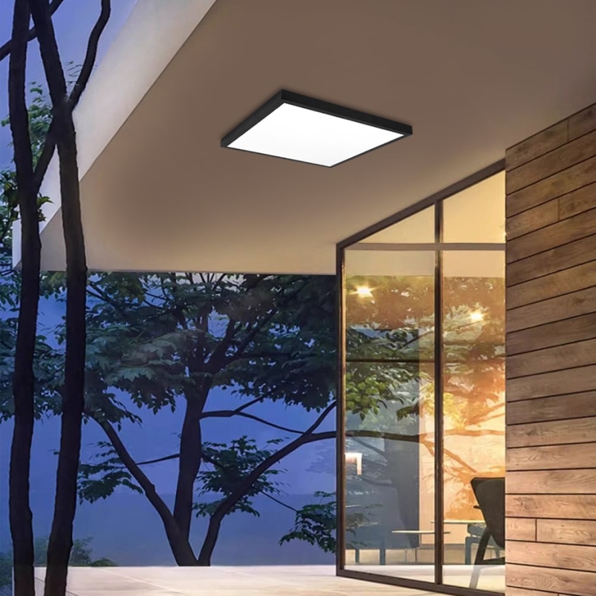 Immax NEO 07279L - Luz de techo LED regulable para baño NEO LITE FRAME LED/50W/230V IP44 Wi-Fi Tuya + control remoto negro