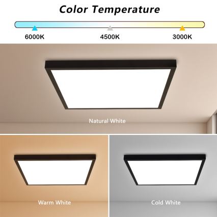 Immax NEO 07279L - Luz de techo LED regulable para baño NEO LITE FRAME LED/50W/230V IP44 Wi-Fi Tuya + control remoto negro