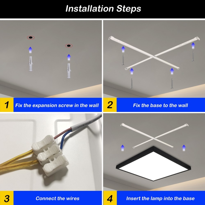 Immax NEO 07279L - Luz de techo LED regulable para baño NEO LITE FRAME LED/50W/230V IP44 Wi-Fi Tuya + control remoto negro