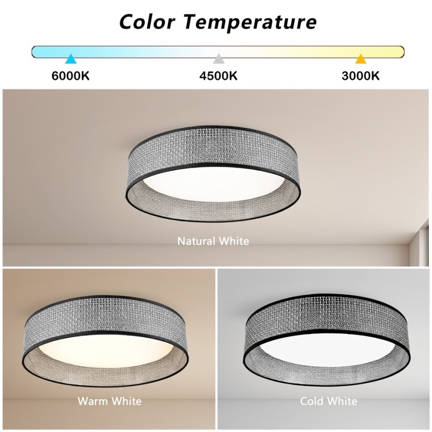 Immax NEO 07287L - LED+CCT Luminaria de techo regulable LONA LED/36W/230V 3000-6000K Wi-Fi Tuya Ø 45,5 cm + mando a distancia