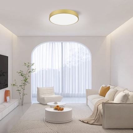 Immax NEO 07292L - Luminaria de techo LED regulable NEO LITE SEMPLICI LED/36W/230V 3000–6000K, Ø 40 cm, Wi‑Fi Tuya, color dorado + mando a distancia