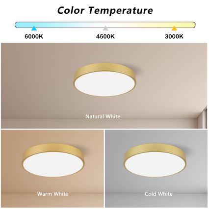 Immax NEO 07292L - Luminaria de techo LED regulable NEO LITE SEMPLICI LED/36W/230V 3000–6000K, Ø 40 cm, Wi‑Fi Tuya, color dorado + mando a distancia