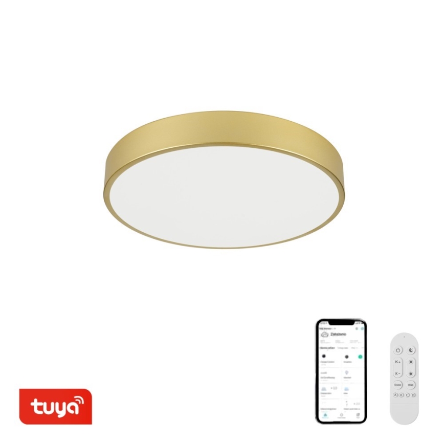 Immax NEO 07292L - Luminaria de techo LED regulable NEO LITE SEMPLICI LED/36W/230V 3000–6000K, Ø 40 cm, Wi‑Fi Tuya, color dorado + mando a distancia