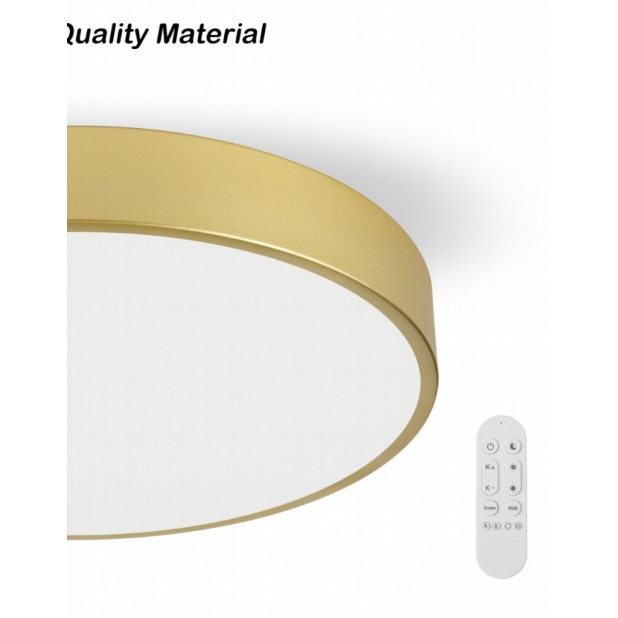Immax NEO 07292L - Luminaria de techo LED regulable NEO LITE SEMPLICI LED/36W/230V 3000–6000K, Ø 40 cm, Wi‑Fi Tuya, color dorado + mando a distancia