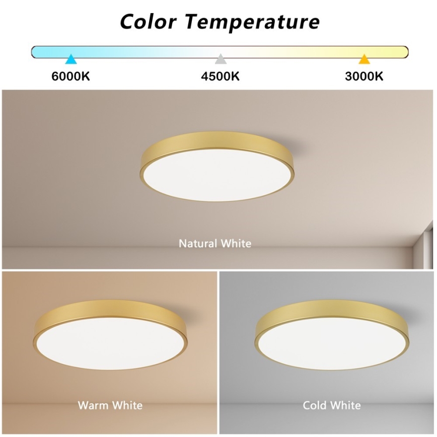 Immax NEO 07293L - Luminaria de techo LED regulable NEO LITE SEMPLICI LED/60W/230V 3000–6000K Ø 60 cm Wi‑Fi Tuya dorada + mando a distancia