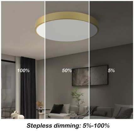 Immax NEO 07293L - Luminaria de techo LED regulable NEO LITE SEMPLICI LED/60W/230V 3000–6000K Ø 60 cm Wi‑Fi Tuya dorada + mando a distancia