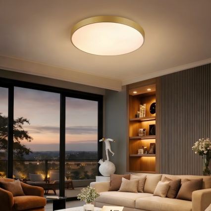 Immax NEO 07293L - Luminaria de techo LED regulable NEO LITE SEMPLICI LED/60W/230V 3000–6000K Ø 60 cm Wi‑Fi Tuya dorada + mando a distancia