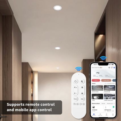 Immax NEO 07294L - Downlight LED empotrable regulable/12W/230V Wi-Fi Tuya Ø 12 cm blanco