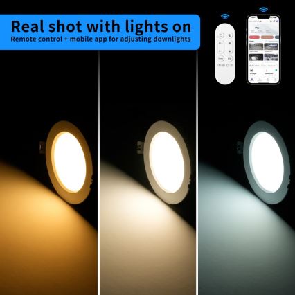 Immax NEO 07294L - Downlight LED empotrable regulable/12W/230V Wi-Fi Tuya Ø 12 cm blanco