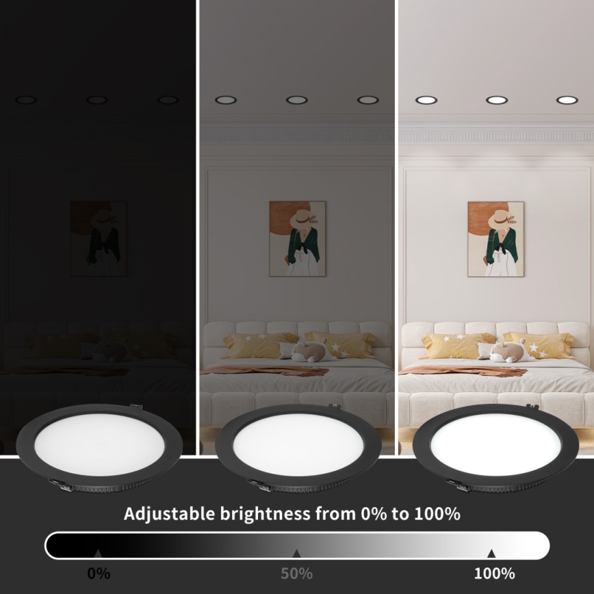 Immax NEO 07294L - Downlight empotrable LED regulable, 36W/230V, Wi‑Fi, Tuya Ø 23 cm, blanco