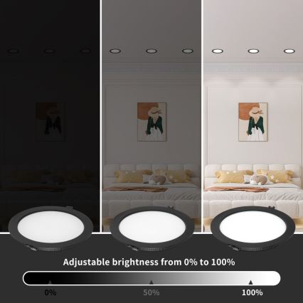 Immax NEO 07294L - Downlight empotrable LED regulable DOWN LED/12W/230V Wi‑Fi, Tuya Ø 12 cm, negro