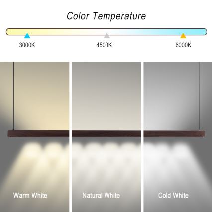 Immax NEO 07300L - Lámpara colgante regulable con cable MADEIRA LED/26W/230V Wi-Fi Tuya 122 cm nogal + control remoto