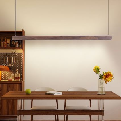 Immax NEO 07300L - Lámpara colgante regulable con cable MADEIRA LED/26W/230V Wi-Fi Tuya 122 cm nogal + control remoto