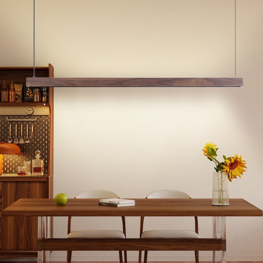 Immax NEO 07300L - Lámpara colgante regulable con cable MADEIRA LED/26W/230V Wi-Fi Tuya 122 cm nogal + control remoto