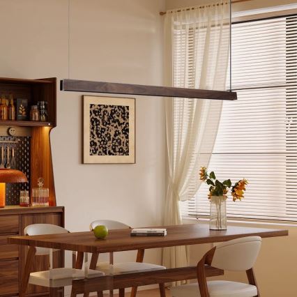 Immax NEO 07300L - Lámpara colgante regulable con cable MADEIRA LED/26W/230V Wi-Fi Tuya 122 cm nogal + control remoto