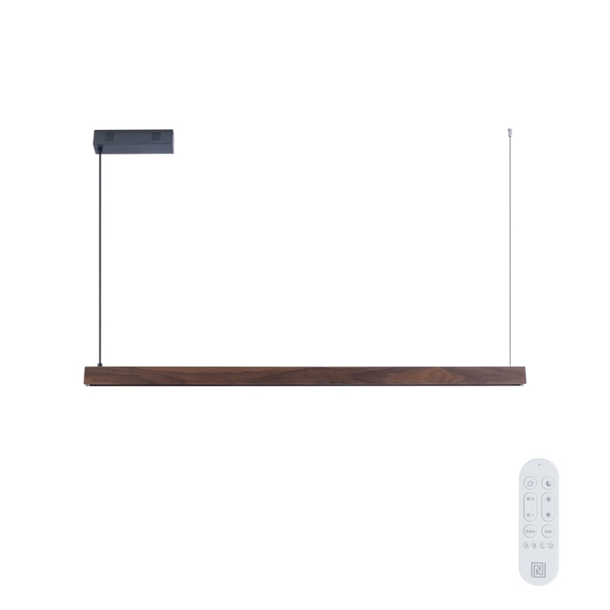 Immax NEO 07300L - Lámpara colgante regulable con cable MADEIRA LED/26W/230V Wi-Fi Tuya 122 cm nogal + control remoto