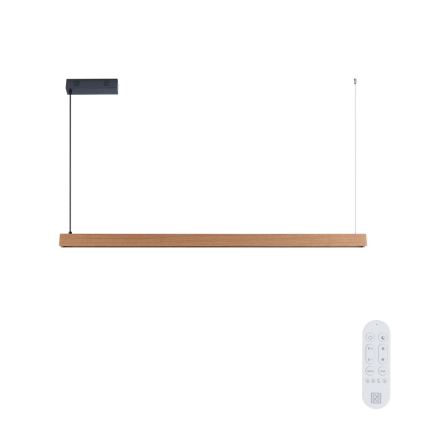 Immax NEO 07303L - Lámpara colgante LED regulable sobre cable MADEIRA LED/26W/230V Wi-Fi Tuya 122 cm roble + mando a distancia
