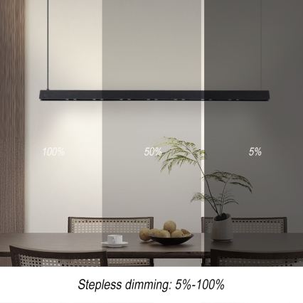 Immax NEO 07306L - Lámpara colgante LED regulable con cable MADEIRA LED/26 W/230 V Wi‑Fi Tuya 122 cm negra + mando a distancia