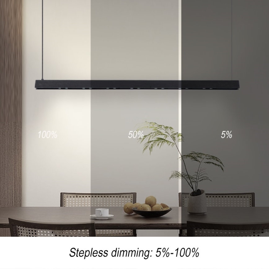 Immax NEO 07306L - Lámpara colgante LED regulable con cable MADEIRA LED/26 W/230 V Wi‑Fi Tuya 122 cm negra + mando a distancia