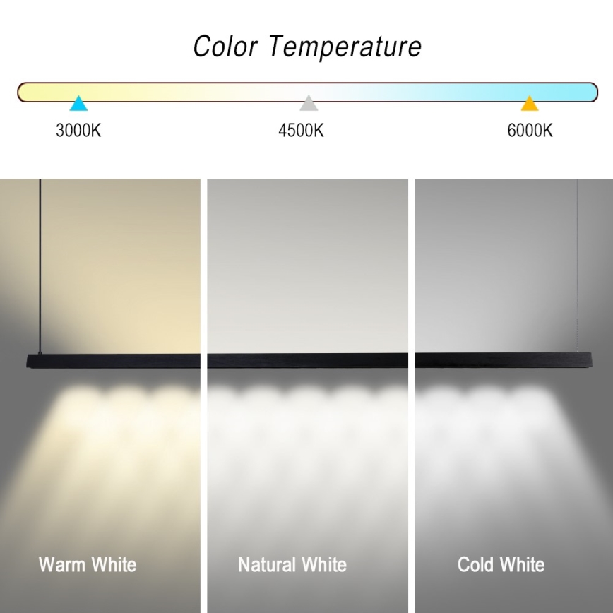 Immax NEO 07308L - Lámpara colgante LED regulable con cable MADEIRA LED/44W/230V Wi-Fi Tuya 202 cm negro + mando a distancia