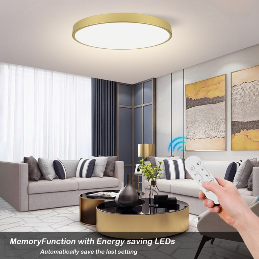 Immax NEO 07311L - Lámpara de techo LED regulable SEMPLICI LED/96W/230V Ø 80 cm Wi-Fi Tuya dorada + mando a distancia