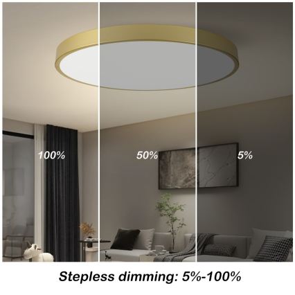 Immax NEO 07311L - Lámpara de techo LED regulable SEMPLICI LED/96W/230V Ø 80 cm Wi-Fi Tuya dorada + mando a distancia