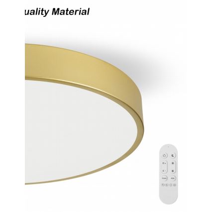 Immax NEO 07311L - Lámpara de techo LED regulable SEMPLICI LED/96W/230V Ø 80 cm Wi-Fi Tuya dorada + mando a distancia
