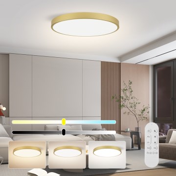 Immax NEO 07312L - Luminaria de techo LED regulable SEMPLICI, 128W, 230V, Ø 100 cm, Wi‑Fi Tuya, acabado dorado + mando a distancia