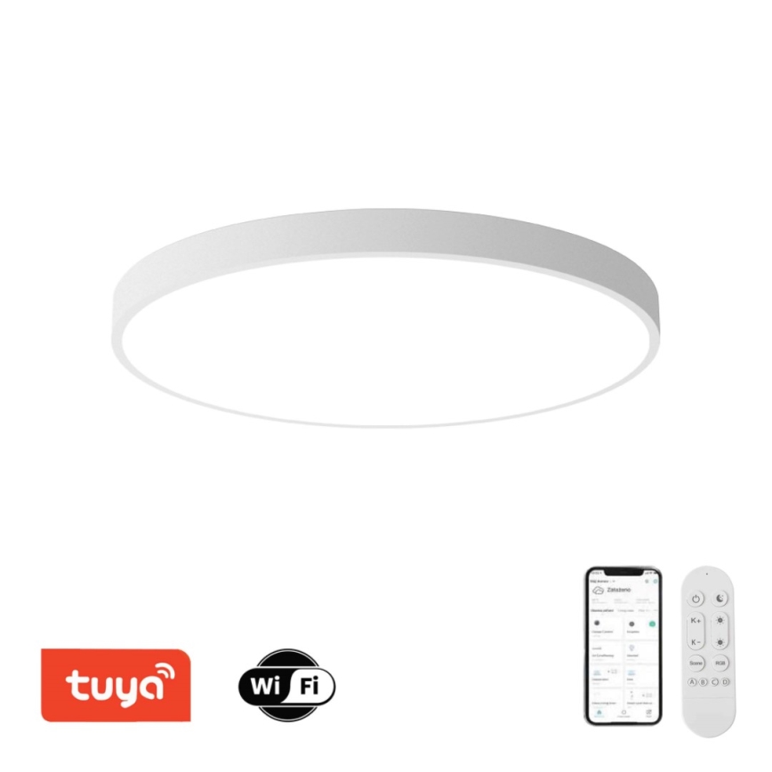 Immax NEO 07315L - Luminaria de techo LED regulable SEMPLICI LED/96W/230V Ø 80 cm Wi-Fi Tuya blanca + mando a distancia
