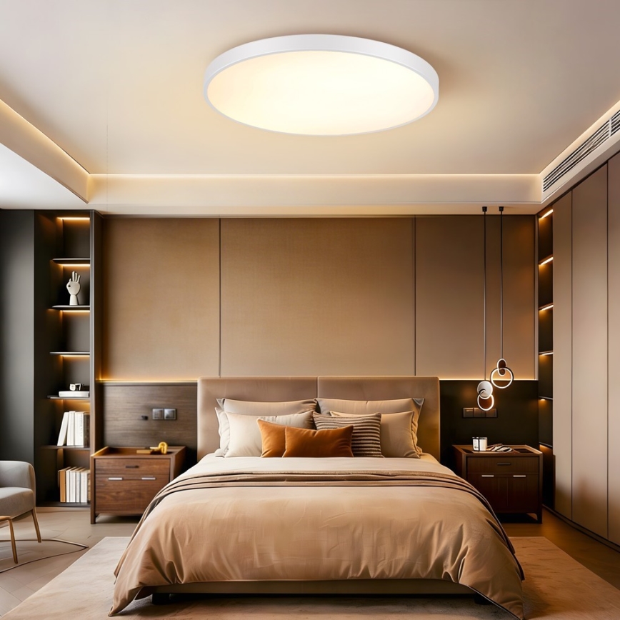 Immax NEO 07315L - Luminaria de techo LED regulable SEMPLICI LED/96W/230V Ø 80 cm Wi-Fi Tuya blanca + mando a distancia
