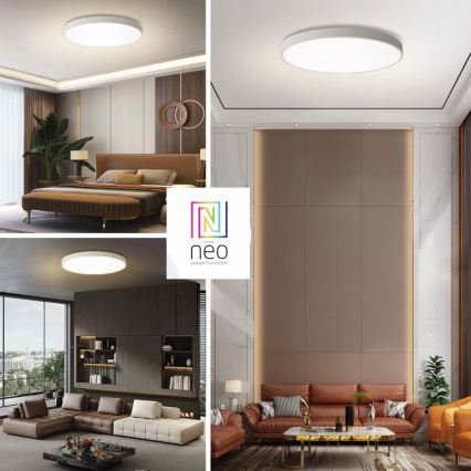 Immax NEO 07315L - Luminaria de techo LED regulable SEMPLICI LED/96W/230V Ø 80 cm Wi-Fi Tuya blanca + mando a distancia