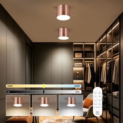 Immax NEO 07320L - Luminaria de techo LED regulable RONDATE LED/32W/230V Ø 16,5 cm Wi-Fi Tuya oro rosa