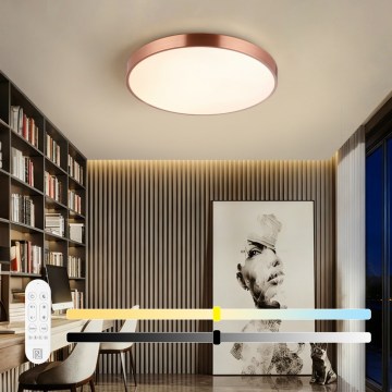 Immax NEO 07322L - Lámpara de techo LED regulable NEO LITE SEMPLICI LED/60W/230V Ø 60 cm Tuya oro rosa + mando a distancia