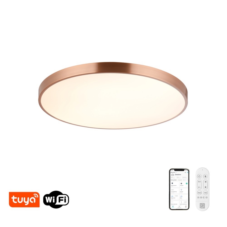 Immax NEO 07323L - Plafón LED regulable SEMPLICI LED/96W/230V, diámetro 80 cm, Wi-Fi Tuya, oro rosa + mando a distancia