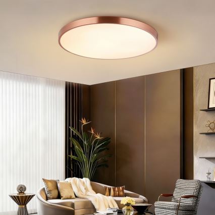 Immax NEO 07323L - Plafón LED regulable SEMPLICI LED/96W/230V, diámetro 80 cm, Wi-Fi Tuya, oro rosa + mando a distancia