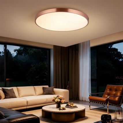 Immax NEO 07323L - Plafón LED regulable SEMPLICI LED/96W/230V, diámetro 80 cm, Wi-Fi Tuya, oro rosa + mando a distancia