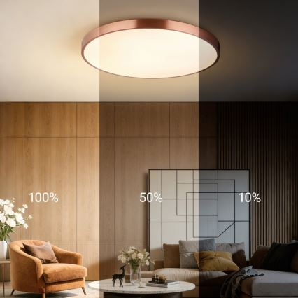 Immax NEO 07323L - Plafón LED regulable SEMPLICI LED/96W/230V, diámetro 80 cm, Wi-Fi Tuya, oro rosa + mando a distancia
