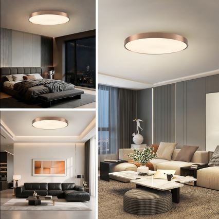 Immax NEO 07323L - Plafón LED regulable SEMPLICI LED/96W/230V, diámetro 80 cm, Wi-Fi Tuya, oro rosa + mando a distancia