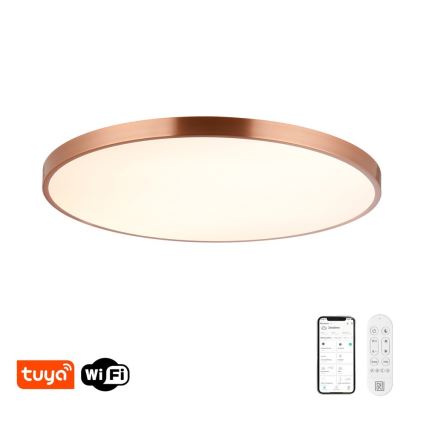 Immax NEO 07324L - Luminaria de techo LED regulable SEMPLICI LED/128W/230V, Ø 100 cm, Wi‑Fi Tuya, acabado dorado + mando a distancia