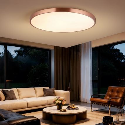 Immax NEO 07324L - Luminaria de techo LED regulable SEMPLICI LED/128W/230V, Ø 100 cm, Wi‑Fi Tuya, acabado dorado + mando a distancia