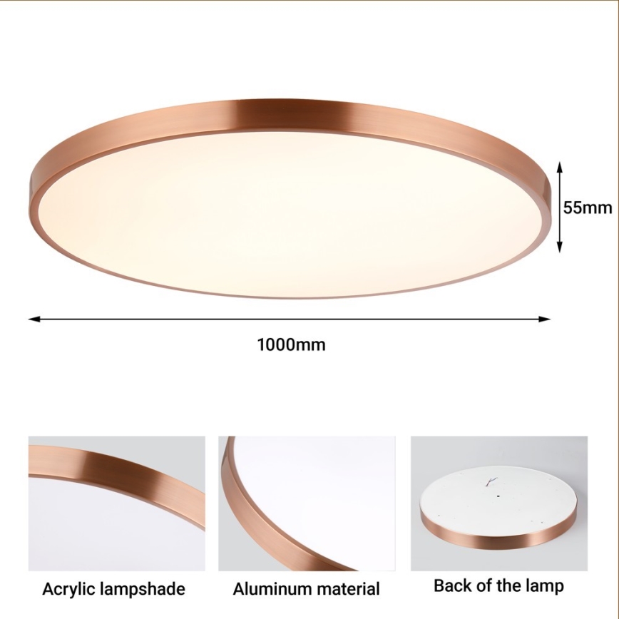 Immax NEO 07324L - Luminaria de techo LED regulable SEMPLICI LED/128W/230V, Ø 100 cm, Wi‑Fi Tuya, acabado dorado + mando a distancia